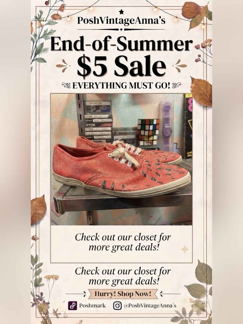 Coasters Vintage Watermelon Glitter Canvas Sneakers Women's Size 9 Funky Shoes